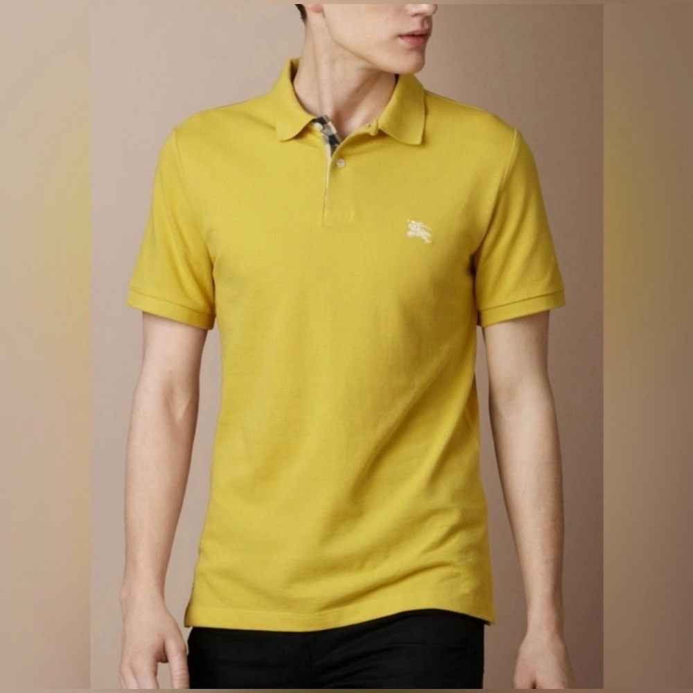 Burberry Brit Men’s Yellow Polo Shirt 100% Cotton Button Up Size: Medium